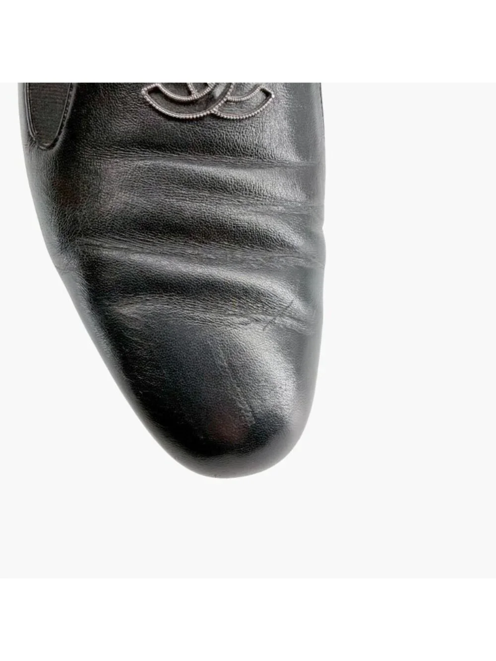 Chanel CC Slip On Loafers Flats Black Leather Size 41 US 10-10.5 Women’s
